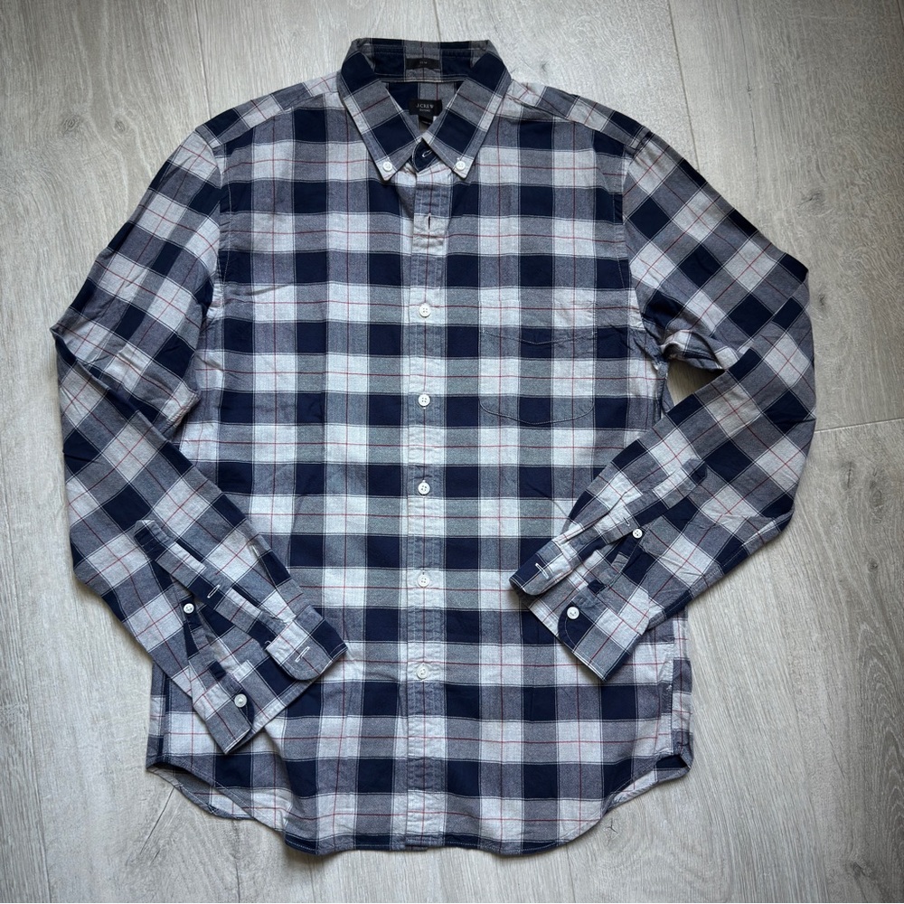 J. Crew Blue and White Casual Button Down Shirt